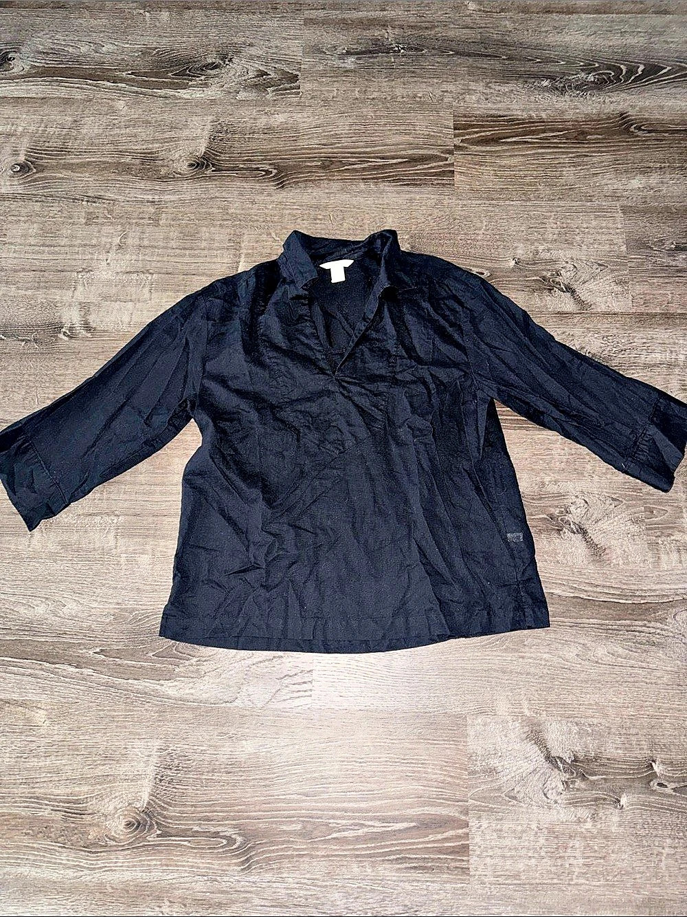 H&M Lightweight Black Linen Blend Quarter Sleeve
